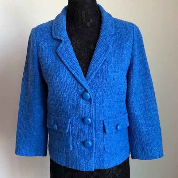 Kate Spade - Blue Tweed Blazer - Size 8 - EUC